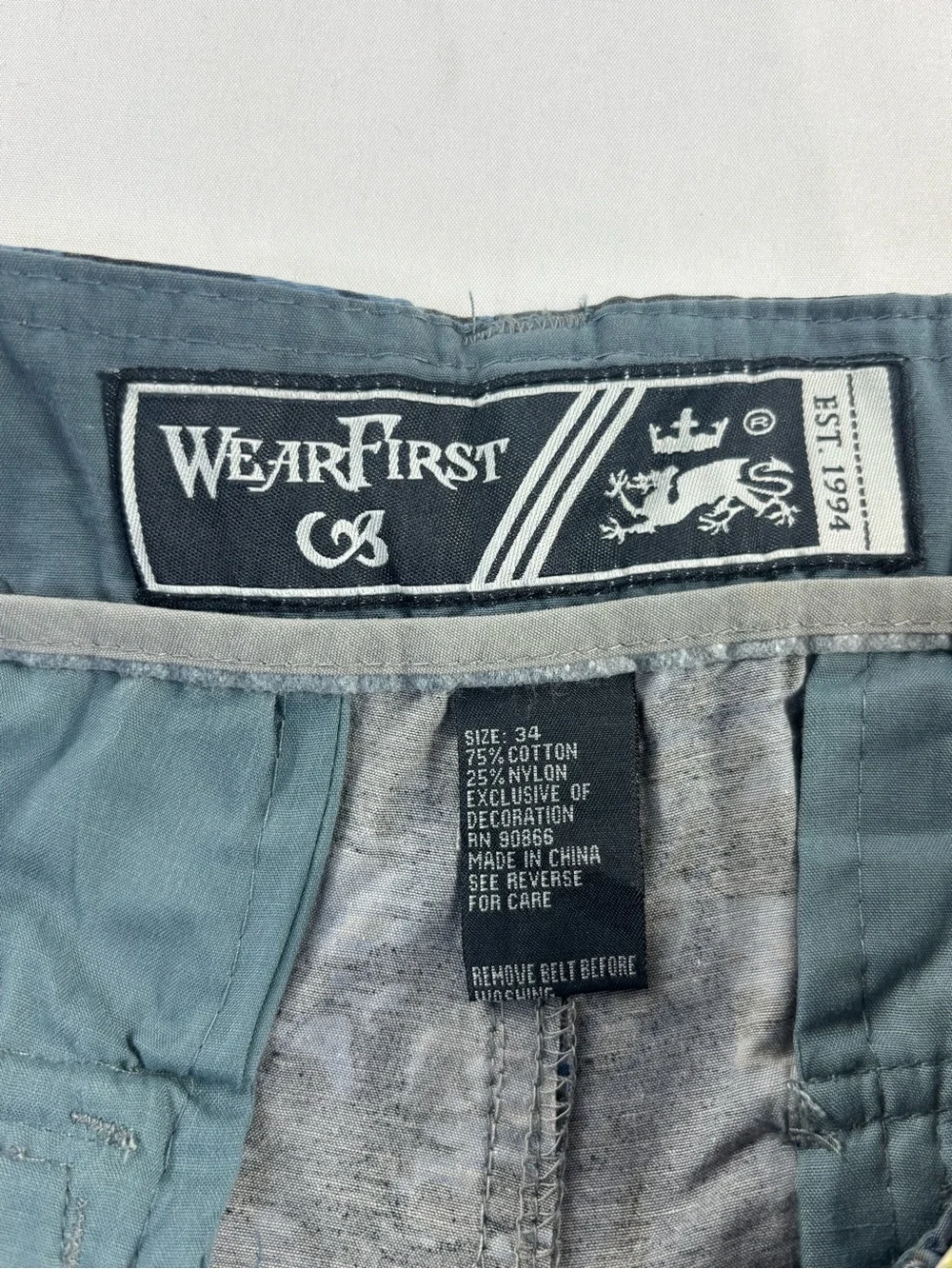 Wear First Blue Camo Cargo Shorts with Utility Pockets size 34